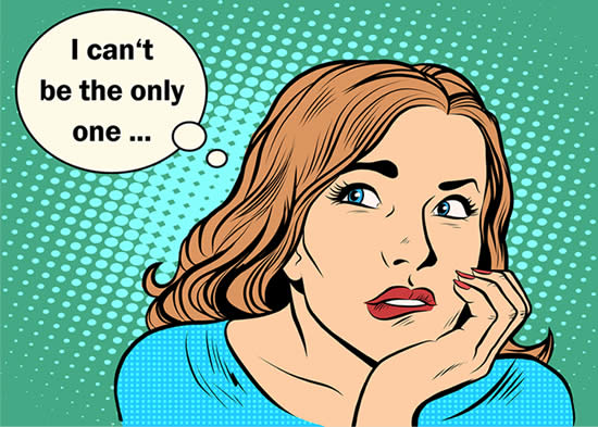 Bild: Comic Frau mit Sprechblase: I can't be the only one
