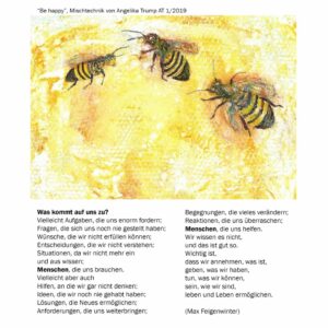Bild: gemalte Bienen mit Gedicht