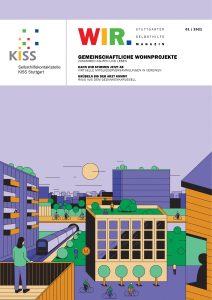 Bild: Titelseite WIR Magazin 01-2021 mit Zeichnung einer Häuserlandschaft im Zentrum einer Großstadt