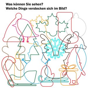 Bild: verschiedene weihnachtliche Gegenstände gezeichnet übereinander