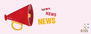 Bild: links ein Megaphon, raus kommen die Worte News. rechts unten das KISS Logo