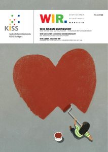 Bild: Titelseite WIR-Magazin mit Frau, die Herz auf Boden malt