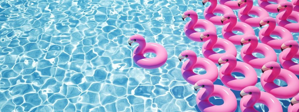 Bild: Flamingoschwimmreifen im Pool