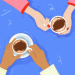 illustration of hands with a cup of coffee